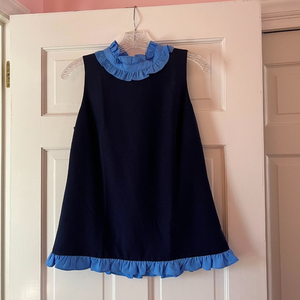 NWT Sail to Sable navy double ruffle top XS